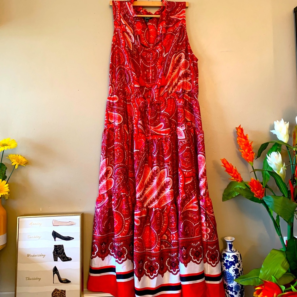 Ralph Lauren Paisley Dress w/ adjustable tie belt